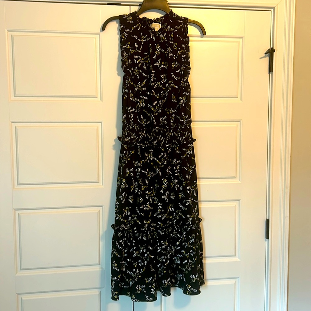 Tiered Smocked Michael Kors Floral Midi Dress Medium